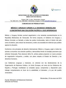 México y Uruguay apuestan por un nuevo proceso de diálogo en Venezuela