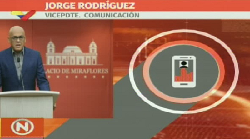 Vicepresidente sectorial de Comunicación, Cultura y Turismo, Jorge Rodríguez (Fotograma VTV)