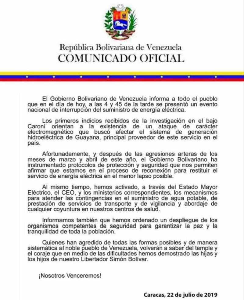 Recuperado 100% servicio eléctrico en Caracas y se mantiene restitución parcial en estados Recuperado 100% servicio eléctrico en Caracas y se mantiene restitución parcial en estados