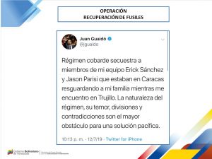 Venezuela muestra nuevas pruebas que implican a Guaidó en robo de armas de la República