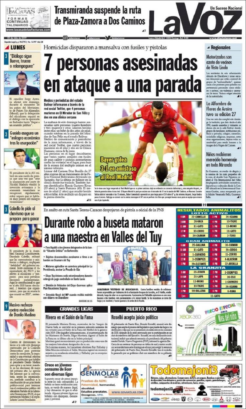 Así titulan los medios impresos venezolanos este lunes 22 de julio Así titulan los medios impresos venezolanos este lunes 22 de julio