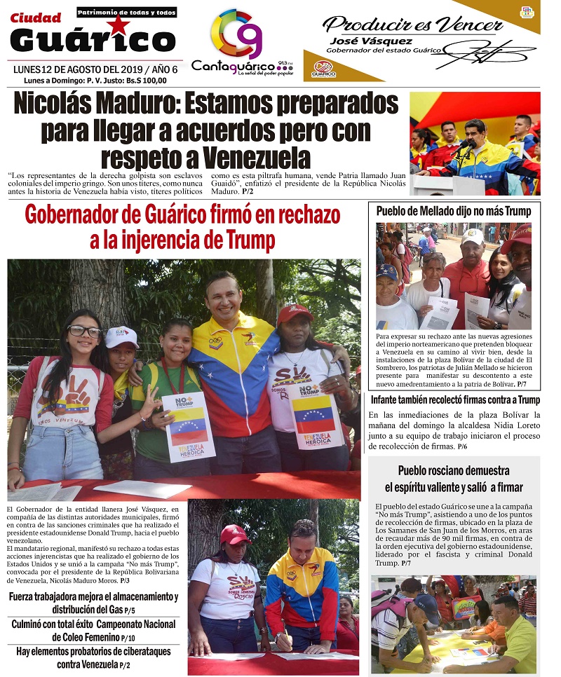 Estas son las portadas de los medios impresos venezolanos este 12 de agosto