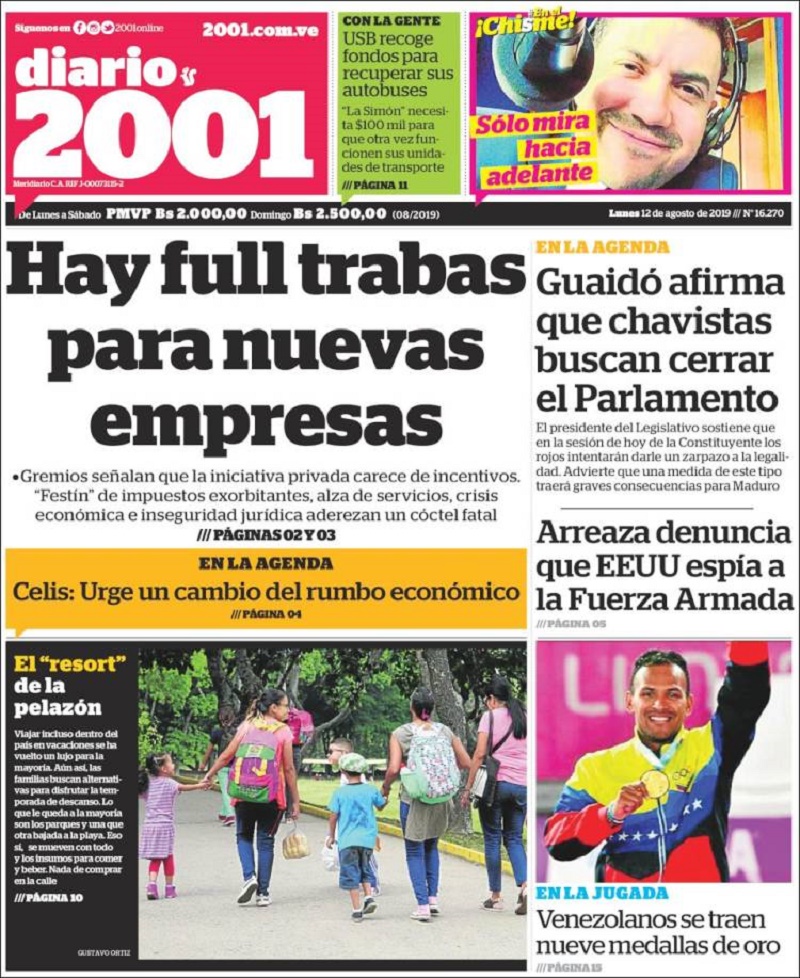 Estas son las portadas de los medios impresos venezolanos este 12 de agosto
