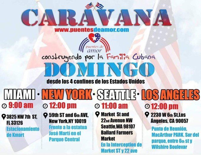 Presidente de Cuba agradeció a emigrados cubanos que realizaron histórica caravana Puentes de Amor contra el bloqueo en varias ciudades de EE.UU.