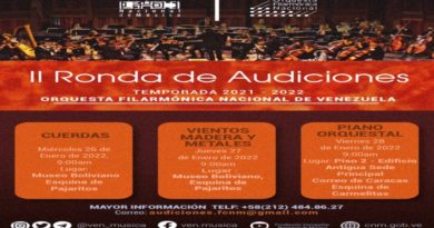 Invitan a inscribirse en la II Ronda de Audiciones de la Orquesta Filarmónica Nacional de Venezuela