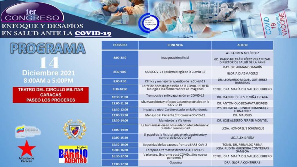 Programación Congreso Nacional Enfoque y Desafío en Salud ante la COVID-19