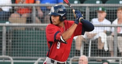 Gabriel Rincones Jr. muestra su fuerza con el madero en los entrenamientos primaverales